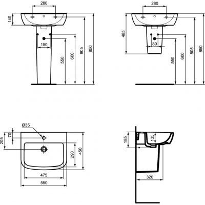 Ideal Standard Tempo umywalka 55x45 cm T056501