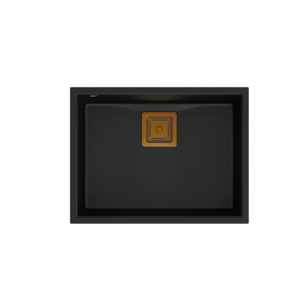 Quadron David 50 zlewozmywak granitowy 1-komora 55x42 cm pure carbon/elementy miedziane HQD5542U7C1