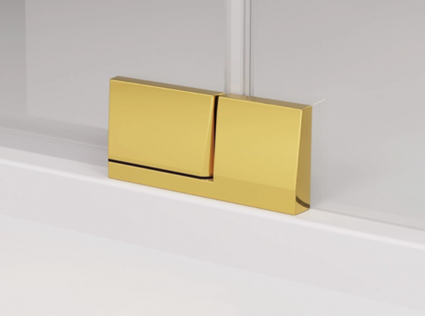 Ronal Sanswiss drzwi wahadłowe jednoczęściowe prawe ze ścianką stałą w linii 140,1-200x0-200 cm, szkło przezroczyste, profile GOLD LINE złoty CA31CDSM21207