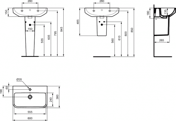 Ideal Standard Ideal Standard i.life S is i.life s półpostument bxd T474001 