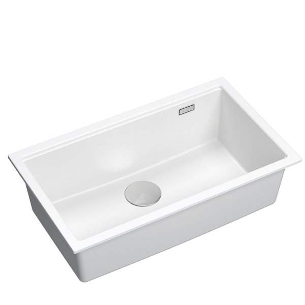 Quadron LOGAN 110 GraniteQ zlewozmywak snow white 76x44x23,5 cm 1-komorowy wpuszczany z syfonem manualnym stal szlachetna HQD7644U1BSI