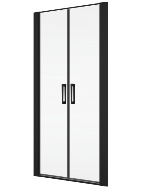 Ronal drzwi wahadłowe dwuczęściowe 100x200 cm, szkło przezroczyste, profile BLACK LINE czarny mat D22T21000607