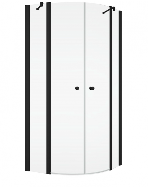 Ronal kabina półokrągła dwuczęściowa 90x200 cm, szkło przezroczyste, profile BLACK LINE czarny mat SOR500900607