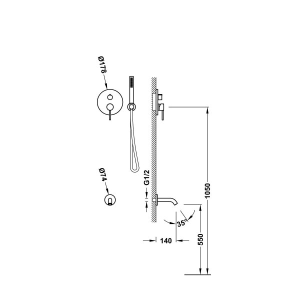 Tres STUDY zestaw wannowy podtynkowy Rapid-box Czarny brąz 26238006KMB