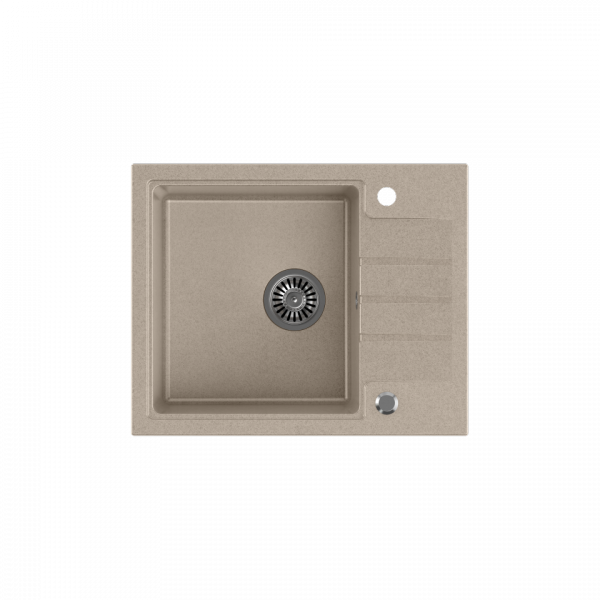 Quadron  PETER 116 Steingran zlewozmywak granitowy beżowy 1-komorowy z/o (62x50x20) z syfonem i zaślepką  HCQP6250BEZK