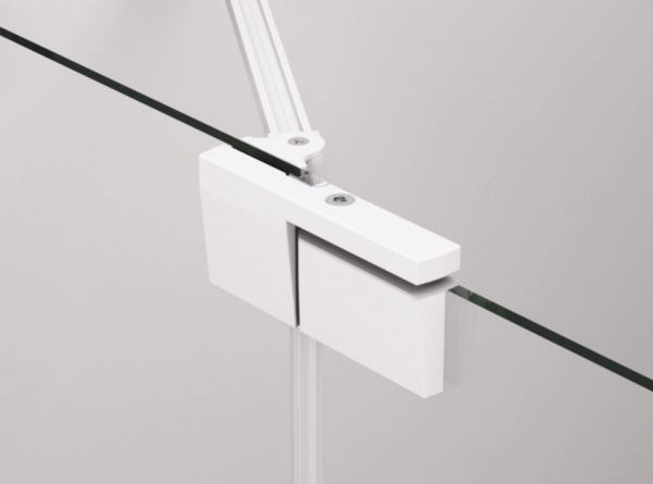Ronal Sanswiss drzwi wahadłowe jednoczęściowe z elementem stałym w linii 60-140x0-200 cm, szkło przezroczyste, profile WHITE LINE biały mat CA13GSM10907