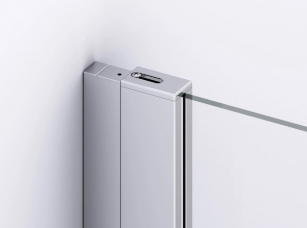 Ronal drzwi wahadłowe dwuczęściowe ze ścianką stałą w linii 120x200 cm, szkło przezroczyste, profile Srebrny połysk D22T32080405007