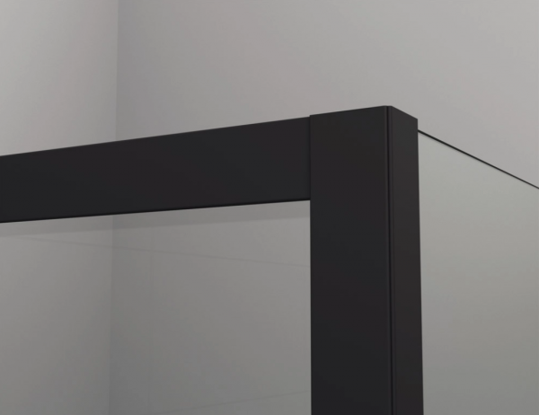 Ronal wejście narożne z drzwiami rozsuwanymi, kompletna kabina symetryczna 100x200 cm, szkło Durlux 200, profile BLACK LINE czarny mat TLSAC1000622