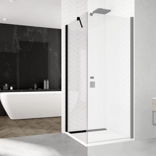 Ronal Sanswiss Solino ścianka prysznicowa 120 cm boczna do drzwi czarny mat SOLT112000607