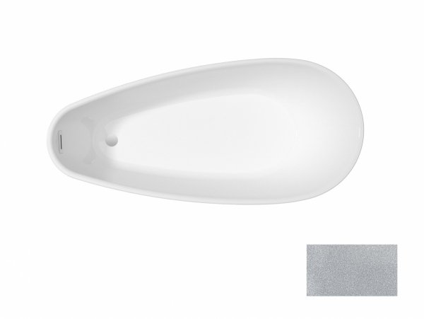 Besco Goya A-line Glam wanna wolnostojąca 170 Srebrna + syfon z przelewem chrom WA170GSR