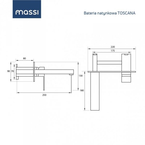 Massi Toscana bateria umywalkowa podtynkowa  chrom MSBWN-T006T MAGAZYN WYPRZEDAŻ