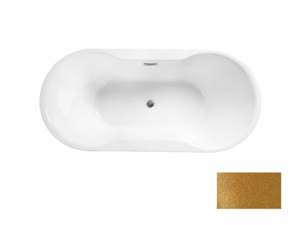 Besco Navia Glam wanna wolnostojąca 140 Złota + syfon z przelewem chrom WA140NZL
