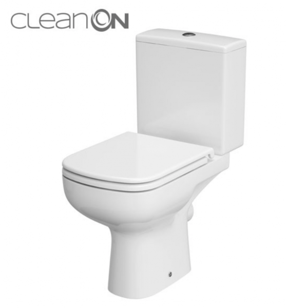 Cersanit Colour Zestaw Toaleta WC kompaktowa CleanOn z deską sedesową wolnoopadającą, biały K103-027