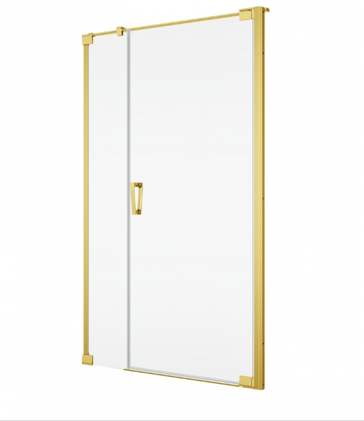 Ronal Sanswiss drzwi wahadłowe jednoczęściowe lewe ze ścianką stałą w linii 80-140x0-200 cm, szkło przezroczyste, profile GOLD LINE złoty CA31CGSM11207