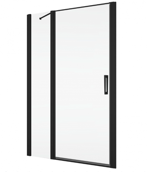 Ronal drzwi wahadłowe jednoczęściowe z elementem stałym w linii 110x200 cm, szkło przezroczyste, profile BLACK LINE czarny mat D22T13090200607