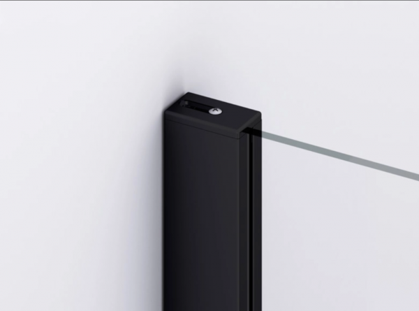 Ronal drzwi wahadłowe jednoczęściowe ze ścianką stałą w linii 130x200 cm, szkło przezroczyste, profile BLACK LINE czarny mat D22T31090400607