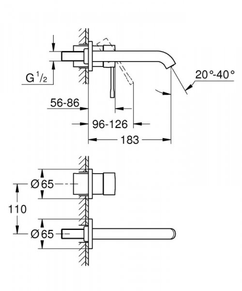 Grohe Essence Bateria umywalkowa podtynkowa 18,3 cm brushed hard graphite 29192AL1
