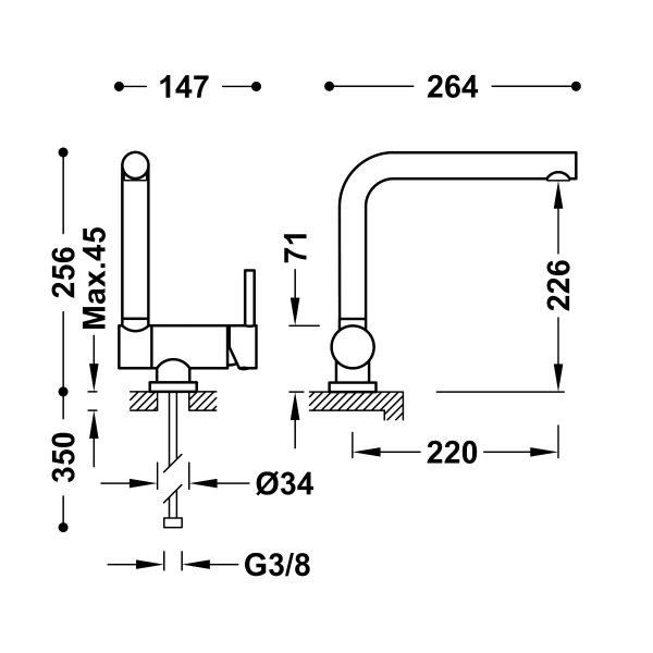 Tres Abatible bateria kuchenna podokienna 130335