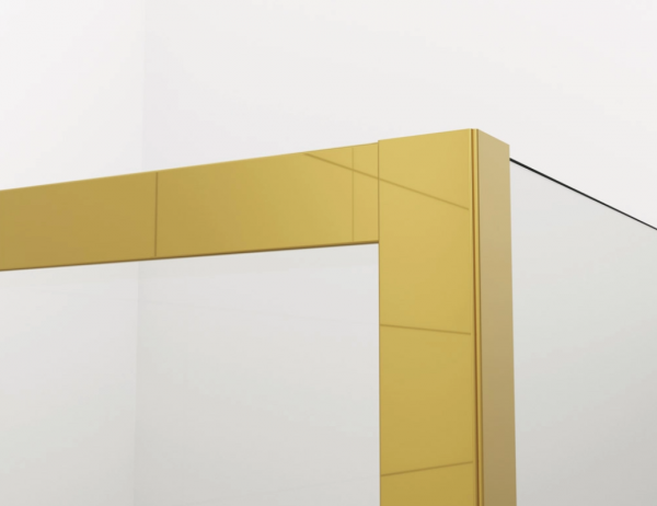 Ronal Sanswiss drzwi wahadłowe jednoczęściowe lewe ze ścianką stałą w linii 120x200 cm, szkło przezroczyste, profile GOLD LINE złoty CA31CG1201207