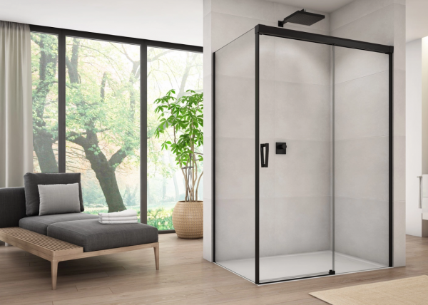 Ronal Sanswiss ścianka boczna 75x200 cm, szkło przezroczyste, profile BLACK LINE czarny mat CAST0750607