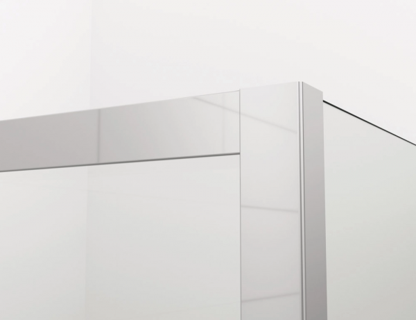 Ronal wejście narożne dwuczęściowe, drzwi wahadłowe z elementem stałym 100x200 cm, szkło przezroczyste, profile srebrny połysk D22DE2B1005007