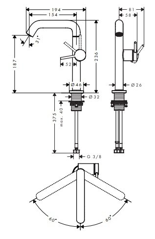 Hansgrohe Tecturis S Jednouchwytowa bateria umywalkowa 210 Finie, CoolStart z obrotową wylewką, z kompletem odpływowym Push-Open Biały Matowy 73360700