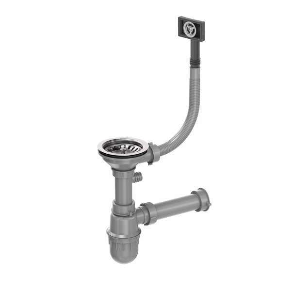 Quadron Odpływ zatyczkowy 3 1/2" z syfonem 1-komorowy stal szlachetna (GRANIT/STAL-pionowy), eco (11GR1-P2A-E-3562) BM1G4N