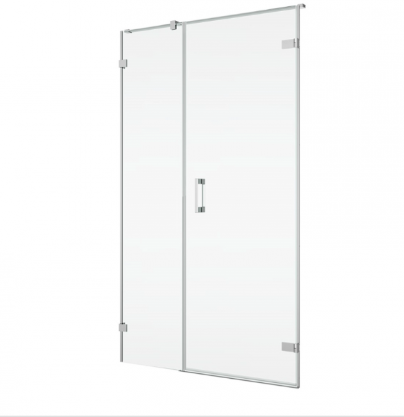 Ronal Sanswiss drzwi jednoczęściowe ze ścianką stałą w linii 140x200 cm, szkło pas satynowy poziomy, profile chrom PU31PD1401051