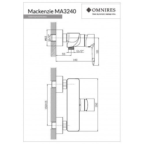 Omnires Mackenzie bateria prysznicowa MA3240CR 