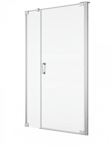 Ronal Sanswiss drzwi wahadłowe jednoczęściowe prawe ze ścianką stałą w linii 100x200 cm, szkło przezroczyste, profile Srebrny połysk CA31CD1005007