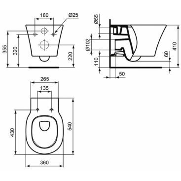 MISKA WC ZAWIESZANA IDEAL STANDARD CONNECT AIR AQUABLADE BEZ OPRAWKI E005401 