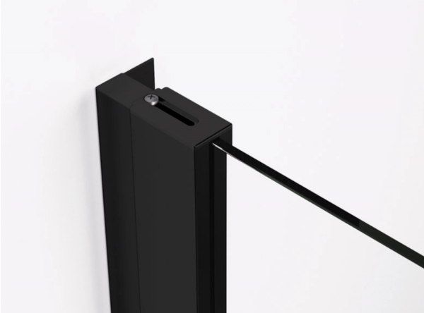 Ronal drzwi jednoczęściowe lewe ze ścianką stałą na wymiar 100-180x0-200 cm, szkło Durlux 200, profile BLACK LINE czarny mat TLS2GSM10622