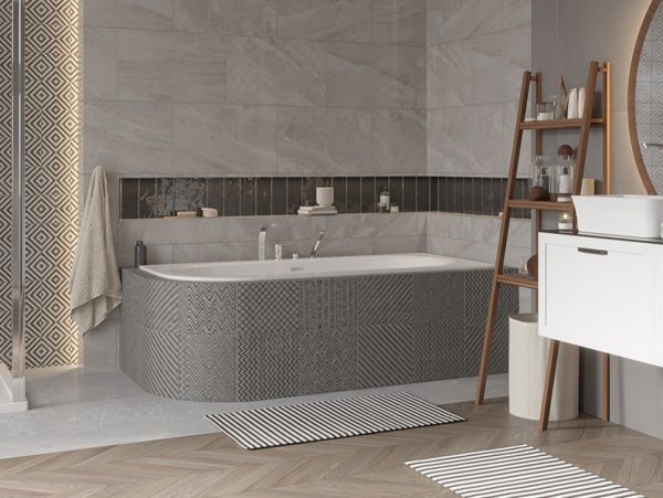 Besco Avita Slim+ wanna asymetryczna 150 Lewa + syfon z przelewem gun metal WAV150LPG