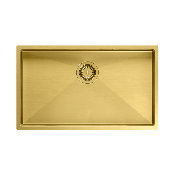 Quadron | ANTHONY 80 | stalowy zlewozmywak kuchenny ZŁOTO PVD | wymiary: 74 x 44 x 20,5 cm | 1-komorowy podwieszany/wpuszczany | podbudowa szafki: od 80 cm MF7444PVDBSG1