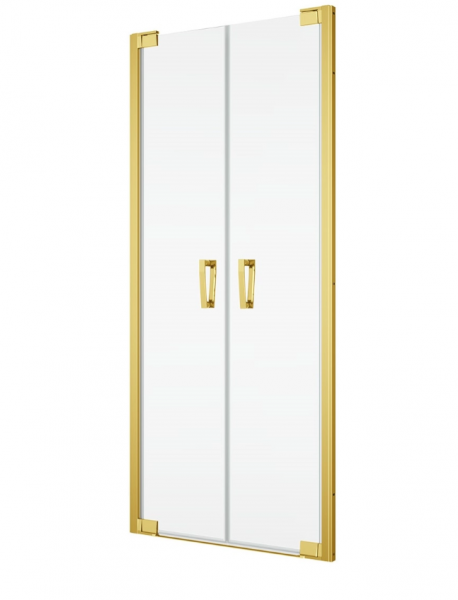 Ronal Sanswiss drzwi wahadłowe dwuczęściowe z profilem przyściennym 140x200 cm, szkło przezroczyste, profile GOLD LINE złoty CA2C1401207