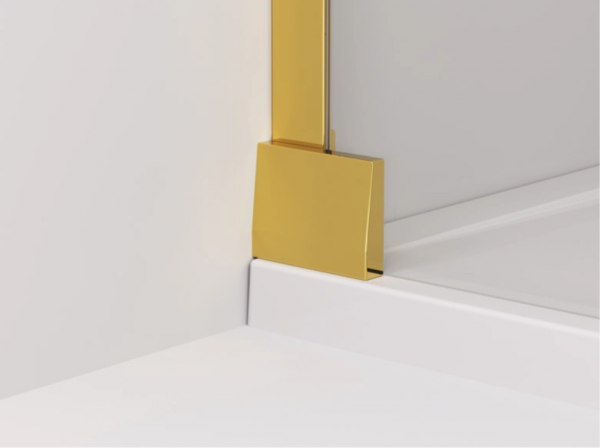 Ronal Sanswiss drzwi wahadłowe jednoczęściowe z profilem przyściennym, wejście narożne jednoczęściowe z profilem przyściennym 100x200 cm, szkło przezroczyste, profile GOLD LINE złoty CA1CD1001207