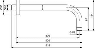 Ideal Standard Idealrain Ramię Ścienne 400 mm Czarny Mat B9445XG