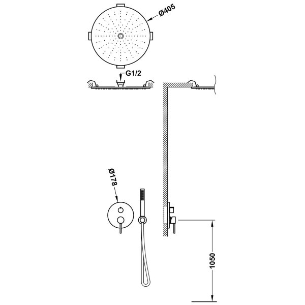 Tres STUDY Zestaw baterii jednouchwytowej podtynkowej 3-drożnej Rapid-box prysznicowej 26237301OPM