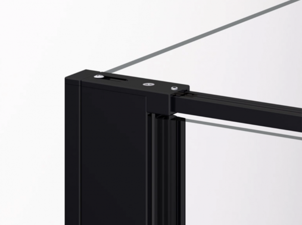 Ronal drzwi wahadłowe jednoczęściowe z elementem stałym w linii 130x200 cm, szkło przezroczyste, profile BLACK LINE czarny mat D22T13090400607