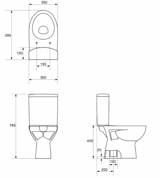 WC kompakt PARVA 020 z deską duroplastową, antybakteryjną Parva Cersanit (K27-003)