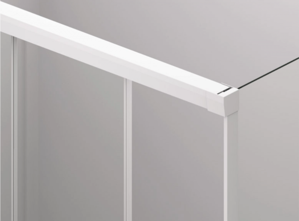 Ronal Sanswiss drzwi rozsuwane dwuczęściowe prawe 140,1-200x0-200 cm, szkło przezroczyste, profile WHITE LINE biały mat CAS2DSM20907