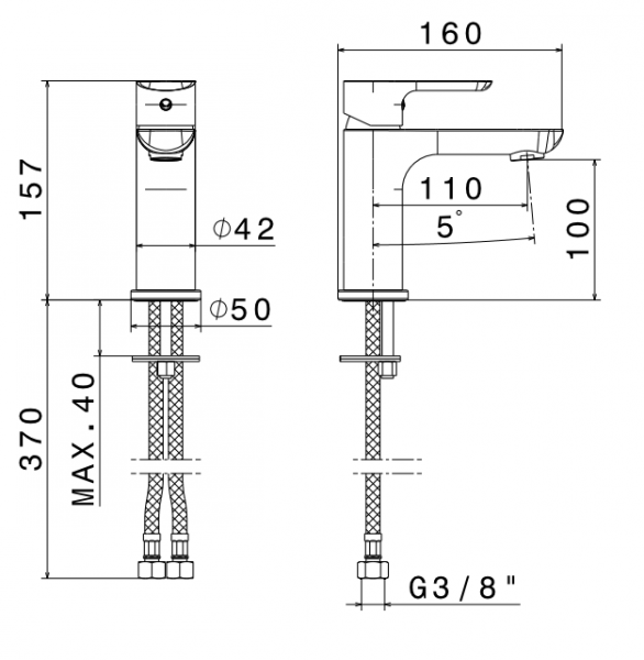 Vema Slate bateria umywalkowa czarny mat z korkiem V14011/K/CZAR