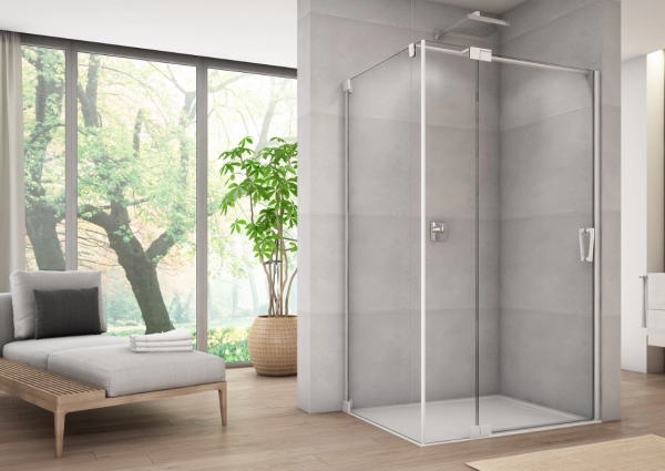 Ronal Sanswiss ścianka boczna 90,1-140x0-200 cm, szkło przezroczyste, profile WHITE LINE biały mat CAT5SM20907