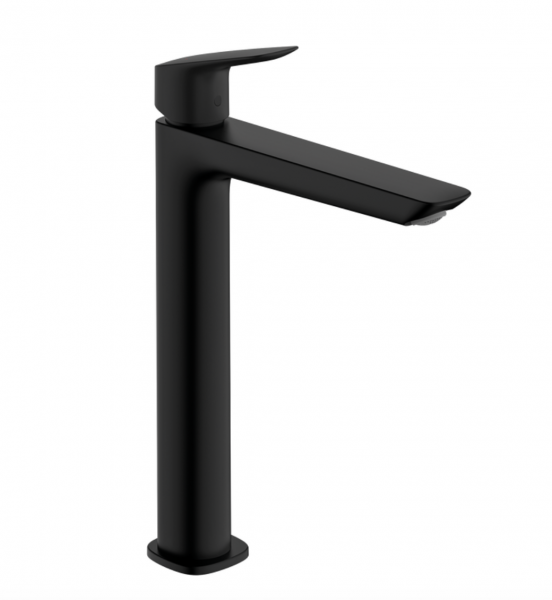 Hansgrohe Logis Jednouchwytowa bateria umywalkowa 240 Fine do umywalek nablatowych z kompletem odpływowym z cięgłem czarny mat 71257670