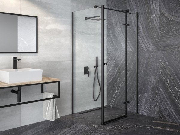 Besco Pixa Black New kabina kwadratowa 90x90 profil czarny mat lewa PKL90195B