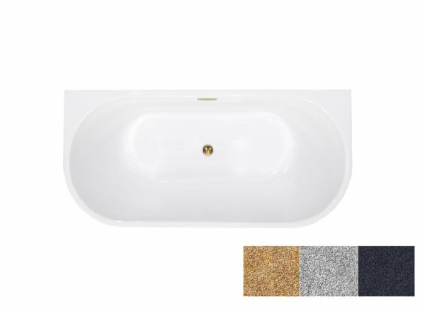 Besco Vica New Glam Srebrny wanna wolnostojąca 160 + klik-klak gun metal z przelewem slim WA160VNSG