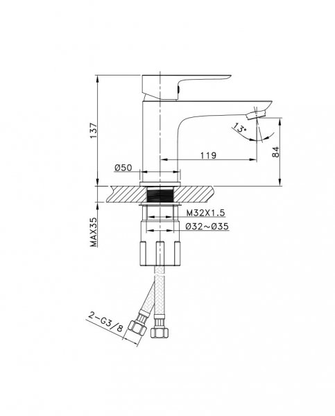Lavita Bateria umywalkowa Spark Chrome (35mm) 5900378344049