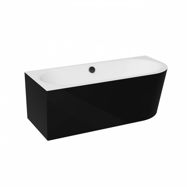 Besco Avita A-line B&amp;W wanna wolnostojąca czarno/biała 160 L + syfon chrom z napełnieniem przez przelew WAA16ABLN