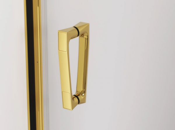 Ronal Sanswiss drzwi wahadłowe jednoczęściowe lewe ze ścianką stałą w linii 140x200 cm, szkło przezroczyste, profile GOLD LINE złoty CA31CG1401207