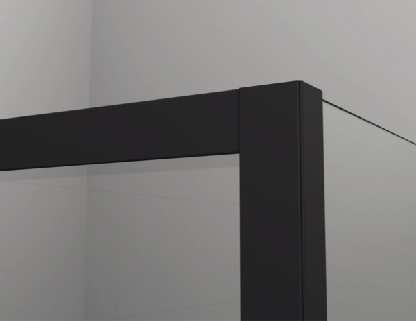 Ronal Sanswiss drzwi wahadłowe jednoczęściowe prawe ze ścianką stałą w linii 80-140x0-200 cm, szkło przezroczyste, profile BLACK LINE czarny mat CA31CDSM10607